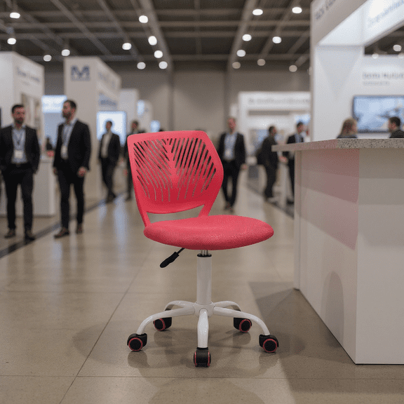 Homy Casa Ergonomic Exhibition Chair Adjustable Swivel with Height Control and Rolling Base for Trade Show Booth Conference and Marketing Events