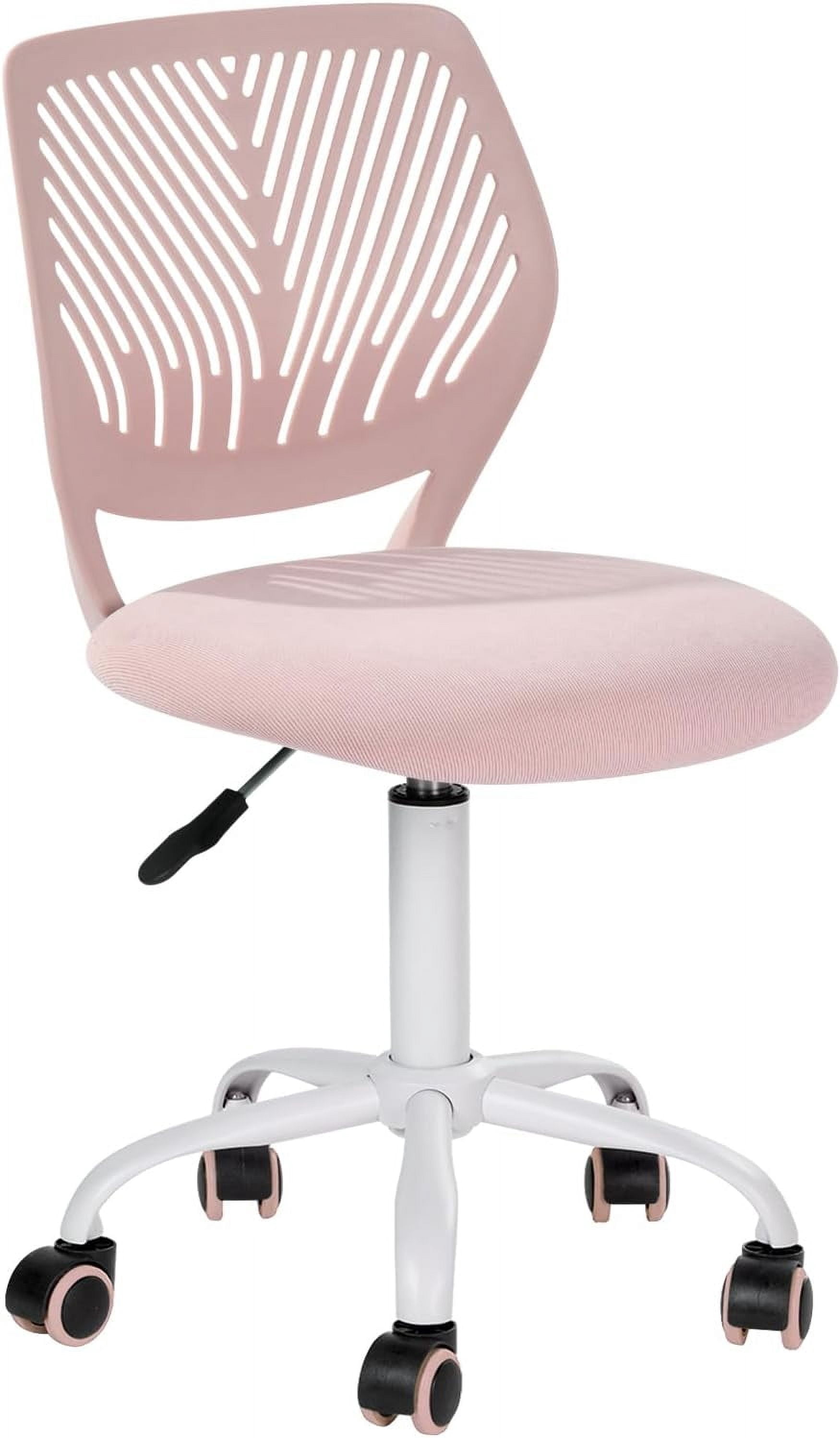 FurnitureR Comfortable Cute Chic Desk Chair Armless, Adjustable Compact ...