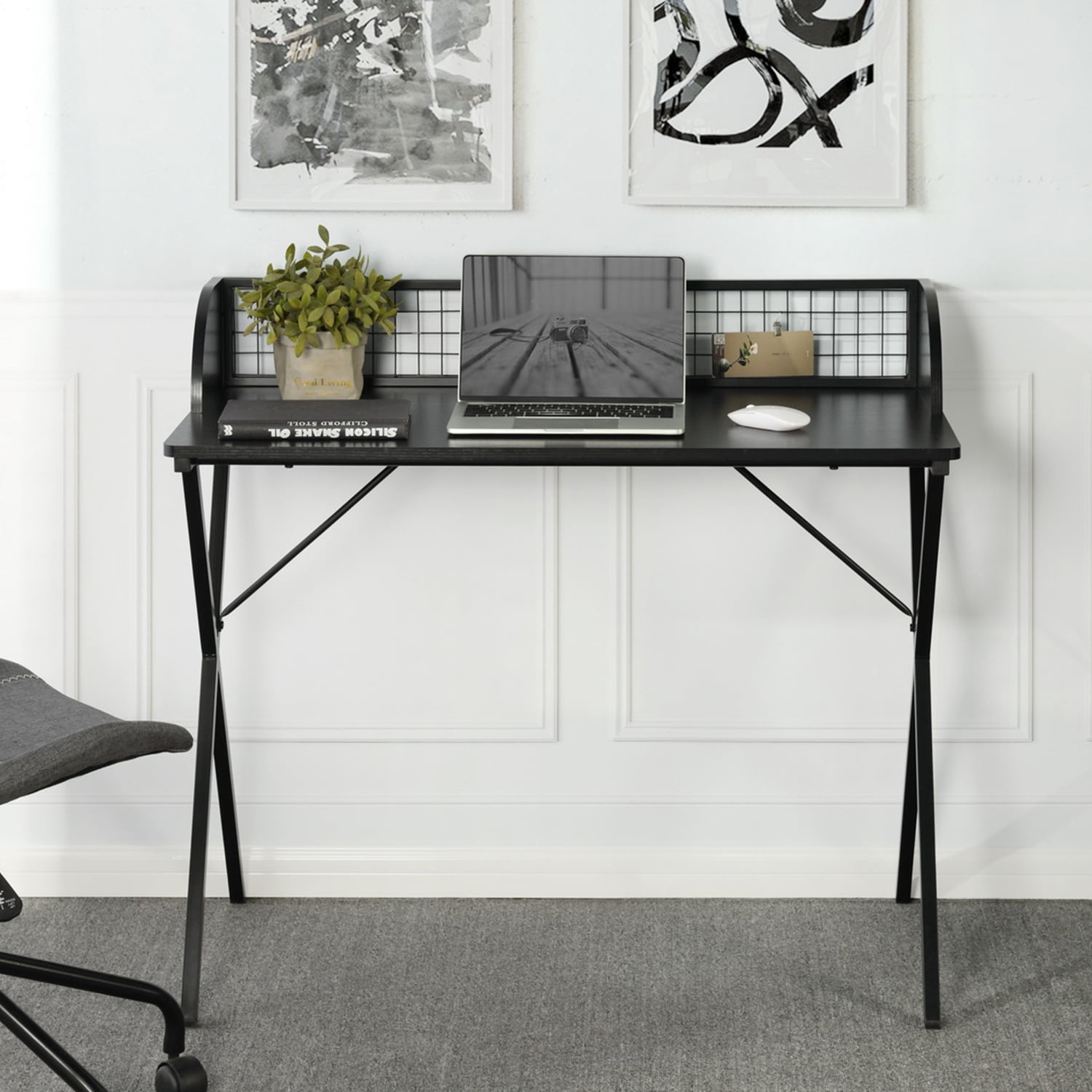 FurnitureR Computer Desk, 39.4 Inch Gaming Desk with Metal Frame, X ...