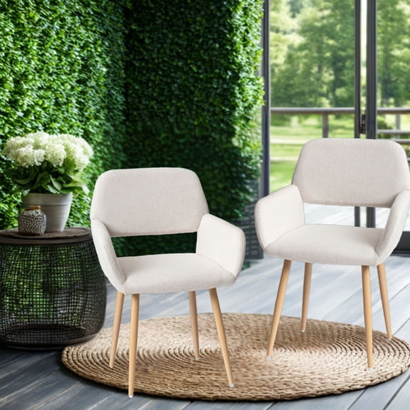 FurnitureR Desk Chairs Set of 2, Modern Office Chairs with Adjustable Height and Soft Cushioned Seat for Home Office, Study, or Work, Fabric Beige