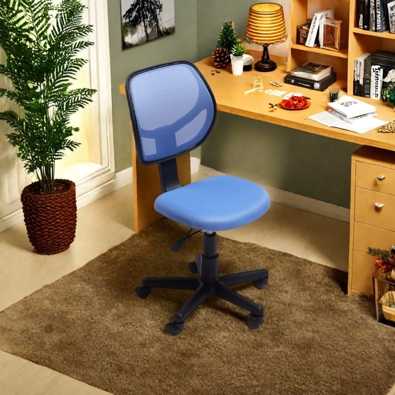 FurnitureR Ergonomic Breathable Mesh Office Chair - Adjustable Height from 15 to 19.7 Inches, 360-Degree Swivel, Comfortable and Durable, Ideal for Home or Office Use for Extended Work, Blue