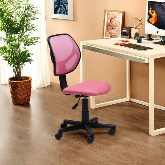 FurnitureR Ergonomic Breathable Mesh Office Chair - Adjustable Height from 15 to 19.7 Inches, 360-Degree Swivel, Comfortable and Durable, Ideal for Home or Office Use for Extended Work , Pink