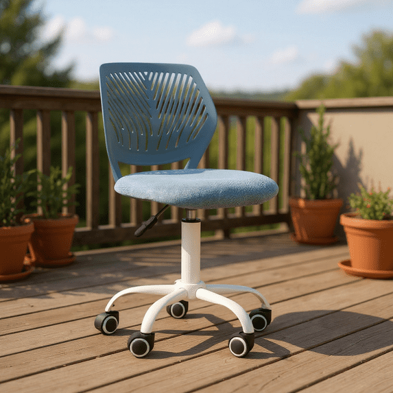 Homy Casa Outdoor Patio Stool Ergonomic Adjustable Rolling Chair with Swivel Casters and Cushioned Seat for Terraces Balconies and Garden Workspaces