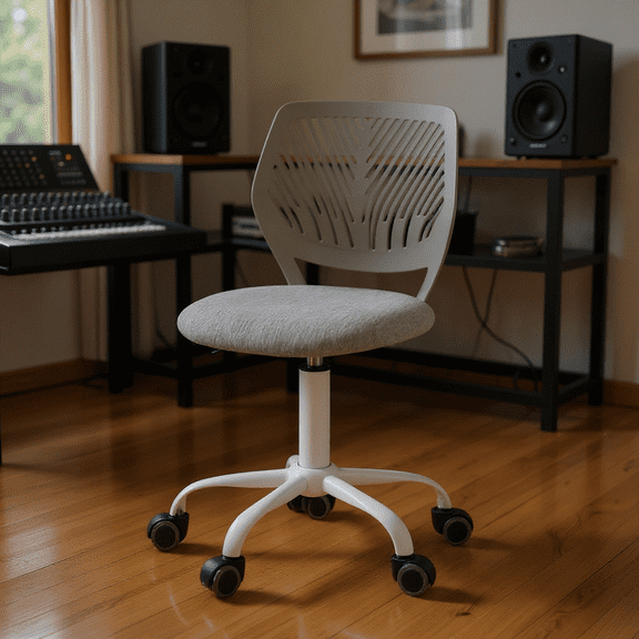 Homy Casa Ergonomic Studio Stool Adjustable Swivel with Height Control and Rolling Base for Recording Booth Mixing Desk and Music Production Spaces