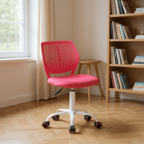 Homy Casa Ergonomic Mesh Reading Stool Adjustable Swivel with Height Control and Rolling Wheels for Bookshelf Corner Study and Home Office Seating