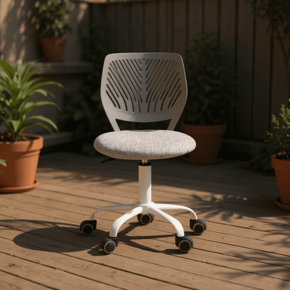 Homy Casa Ergonomic Patio Stool Adjustable Swivel with Height Control and Rolling Base for Outdoor Terrace Garden and Balcony Seating