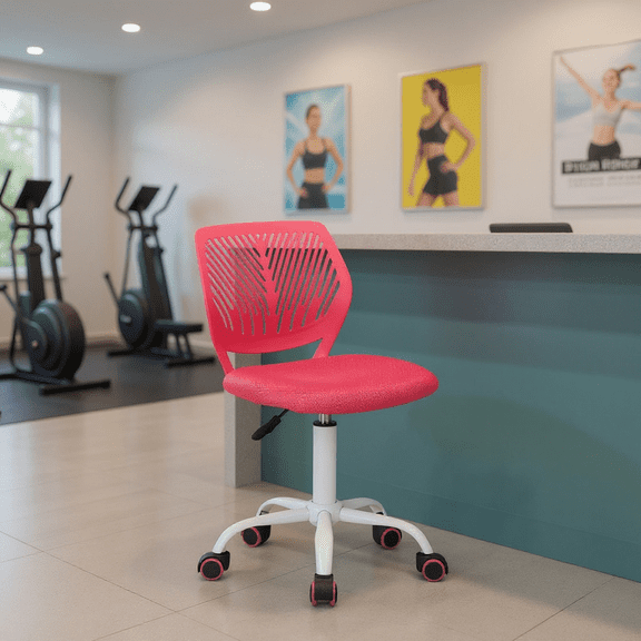 Homy Casa Ergonomic Reception Stool Adjustable Swivel with Height Control and Rolling Base for Gym Front Desk Fitness Center and Wellness Studio Seating