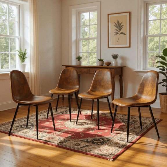 FurnitureR Mid-century Modern Fabric Dining Room Chair (Set of 2)
