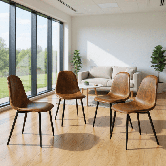 FurnitureR Mid-century Modern Fabric Dining Room Chair (Set of 2)