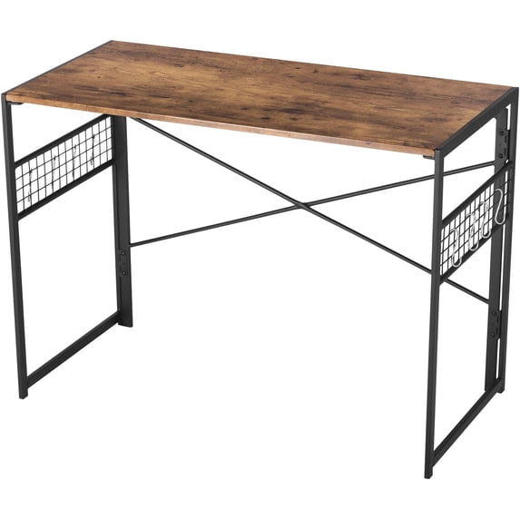 FurnitureR Minimalist Laptop Desk, Simple Computer Writing Desk with Sturdy Metal Frame, Modern Foldable Workstation for Home Office, Study, or Small Spaces