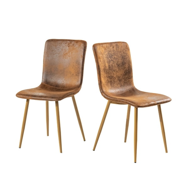 FurnitureR Modern High Back Accent Chair with Armrests, Ergonomic Suede Fabric Upholstered, Sturdy Iron Legs for Living Room, Bedroom & Lounge, Set of 2, Brown