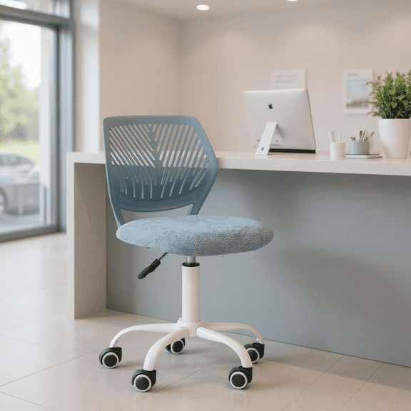 Homy Casa Reception Desk Stool Ergonomic Adjustable Office Chair with Swivel Casters and Footrest for Service Counters Front Desks and Temporary Workspaces