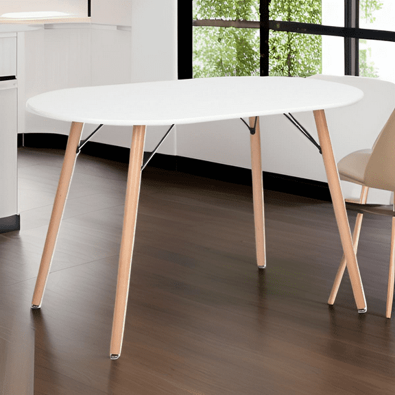 FurnitureR Oval Workstation 47.2" Mid Century Modern Computer Desk for Home Office & Creative Spaces