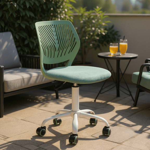 Homy Casa Adjustable Height Stool with 360° Swivel, Ergonomic Design and Quiet Casters for Outdoor Patio, Balcony, and Garden Seating
