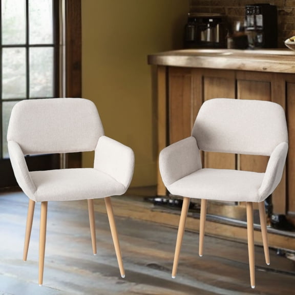 FurnitureR Reception Chairs Set of 2, Modern Waiting Room Chairs with Soft Cushioned Seat and Sturdy Base for Office, Lobby, or Lounge, Fabric Beige