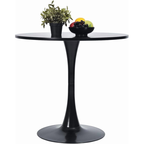 FurnitureR Round Dining Table, Seats 2-4 with Round Base, 31.5" Mid-Century Modern Round Table for Home Office, Living Room, Kitchen and Lounge (Black)