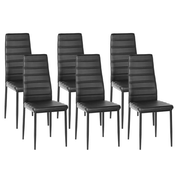FurnitureR Set of 6 Dining Chairs, Parsons Side Chairs with Metal Legs for Kitchen, Living Room, Bedroom, and Restaurant, Black