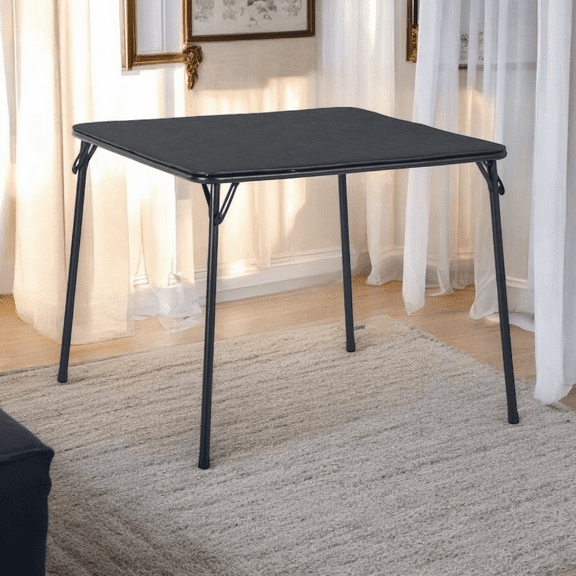 FurnitureR Sleek Black Folding Card Table for Multi-Purpose Use Stylish Space-Saving Design Ideal for Home Decor Gaming or Dining Portable and Durable Easy to Store