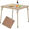 thumbnail image 1 of FurnitureR Square Folding Table, 33.9" Multi-Functional Card Table, Portable and Foldable for Indoor/Outdoor Use, PVC Tabletop with Metal Frame, No Assembly Required, Camel, 1 of 7
