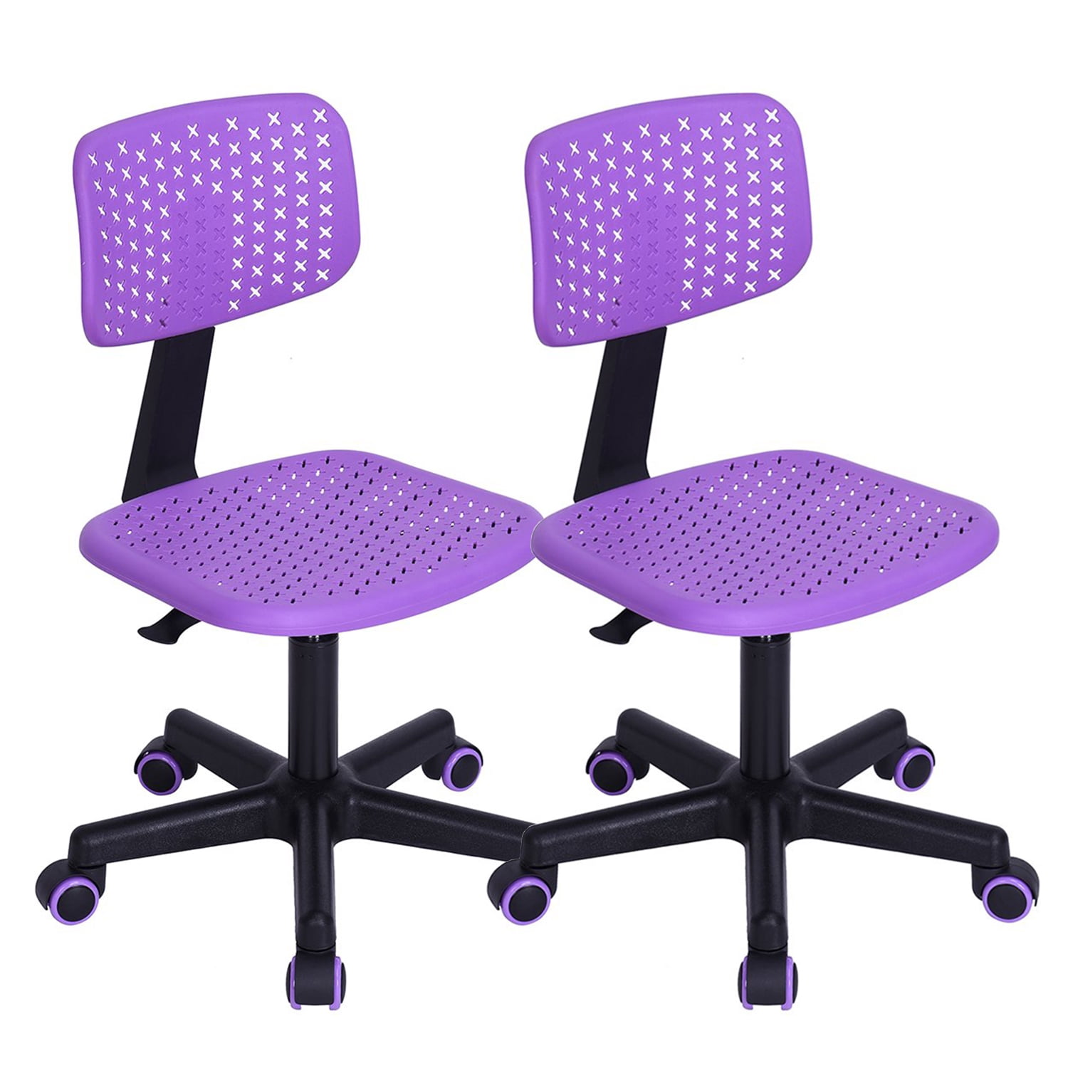 FurnitureR Swivel Task Chair Set of 2, Low Back Armless Writing Desk ...