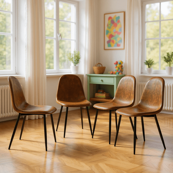 Homy Casa Set of 4 Modern Dining Chairs Upholstered Side Chairs with Ergonomic Curved Back and Durable Metal Legs for Kids Dining Room Playroom and Study Area