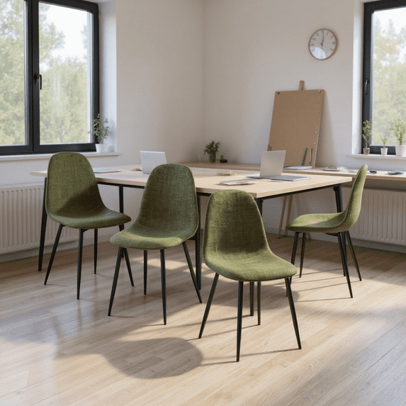 Homy Casa Set of 4 Modern Studio Chairs Upholstered Side Chairs with Ergonomic Curved Back and Sturdy Metal Legs for Creative Workspace Art Studio and Office