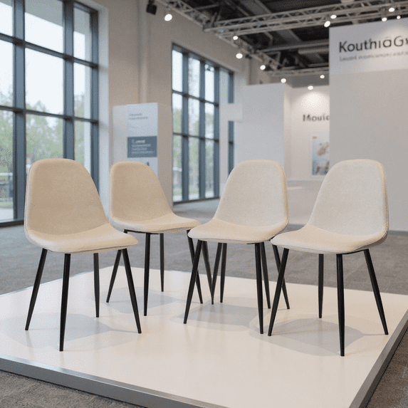 Homy Casa Set of 4 Modern Event Chairs Upholstered Side Chairs with Ergonomic Curved Back and Durable Metal Legs for Trade Show Exhibition Booth and Conference