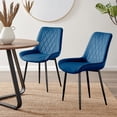 thumbnail image 1 of Furniturebox UK Pesaro Modern Adult Navy Velvet Dining Side Chairs, Set of 2 (Black Legs), 1 of 6