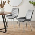 thumbnail image 1 of Furniturebox UK Pesaro Pesaro Modern Adult Velvet Gray Dining Side Chairs, Set of 2, 1 of 6