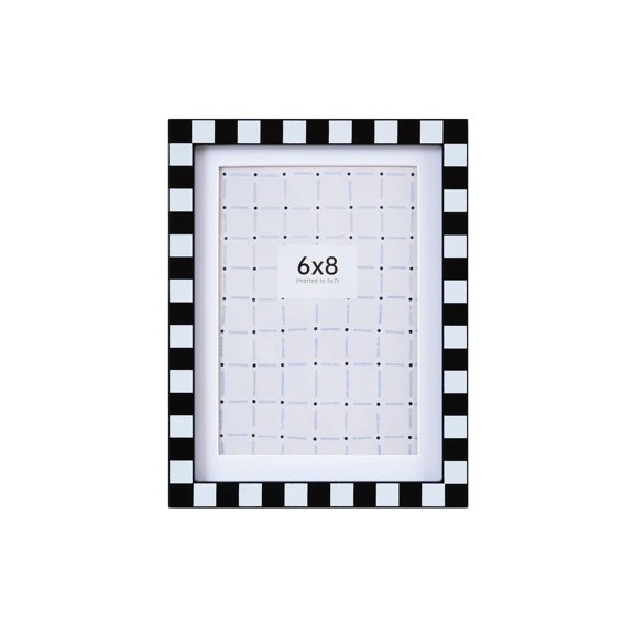 Furnivio 6x8 Picture Frame, Checker Pattern Wooden Picture Frames for Wall, Colorful Family Picture Frame for Tabletop Display Gift, Friends, Birthday, Wedding, Home Decoration(Black and White) A101