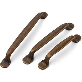Furniware 10 Pack Antique Brass Kitchen Cupboard Handles, Cabinet Hardware Drawer Appliance Pulls, Kitchen Cabinet Drawer Wardrobe Furniware Door Handles,Brass- 3 Inch(96mm) Hole Center