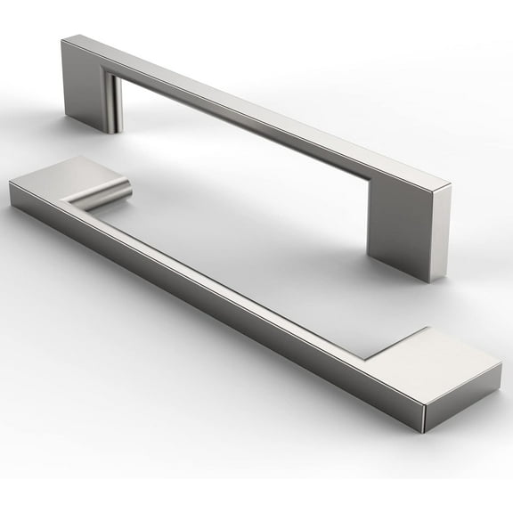 Furniware 10 Pack Cabinet Pull,Brushed Nickel Cabinet Handles,Hardware Drawer Pulls,Solid Aluminum Kitchen Cabinet Door Handles Pull-128mm(5 Inch) Hole Center