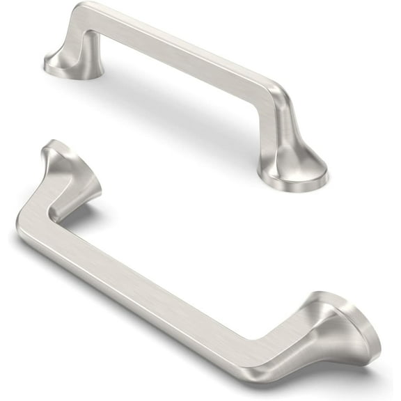 Furniware 10 Pack Cabinet Pulls, Hardware Drawer Handles, Zinc Alloy Kitchen Cabinet Door Handles Pull, Brushed Satin Nickel-96mm(3.8 Inch) Hole Center
