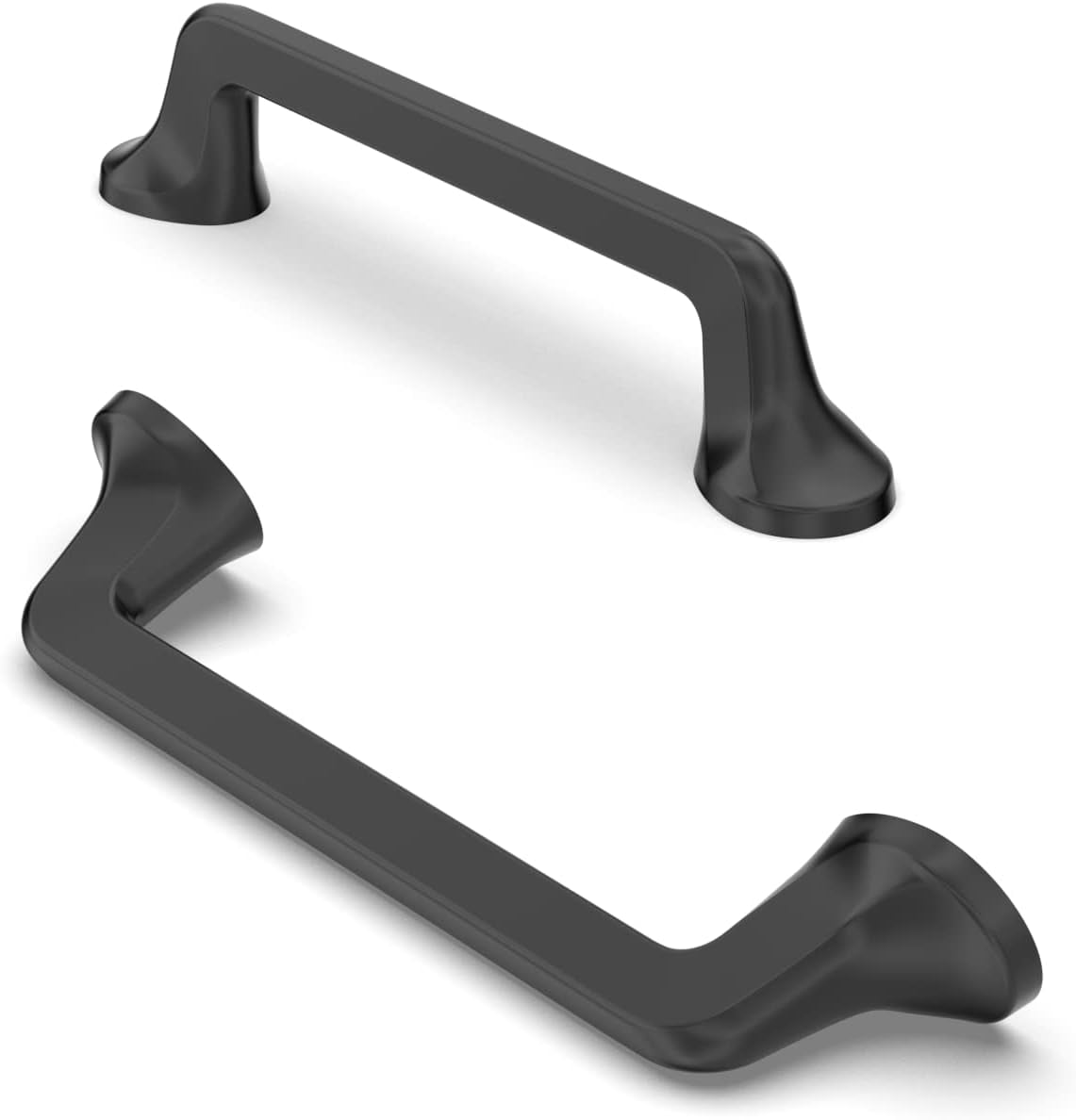 Furniware 10 Pack Cabinet Pulls, Hardware Drawer Handles, Zinc Alloy Kitchen Cabinet Door Handles Pull, Matte Black-96mm(3.8 Inch) Hole Center
