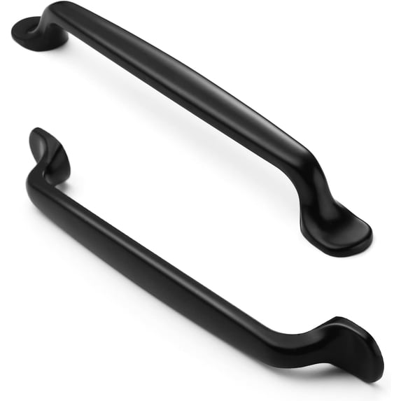 Furniware 10 Pack Matt Black Kitchen Cupboard Handles, Cabinet Hardware Drawer Appliance Pulls, Kitchen Cabinet Drawer Wardrobe Door Handles,Brass- 6.3 Inch(160mm) Hole Center