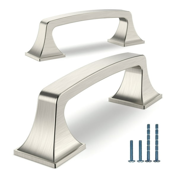 Furniware 3" Silver Zinc Alloy Nickel Cabinet Pulls, 10 Piece 10 Pack