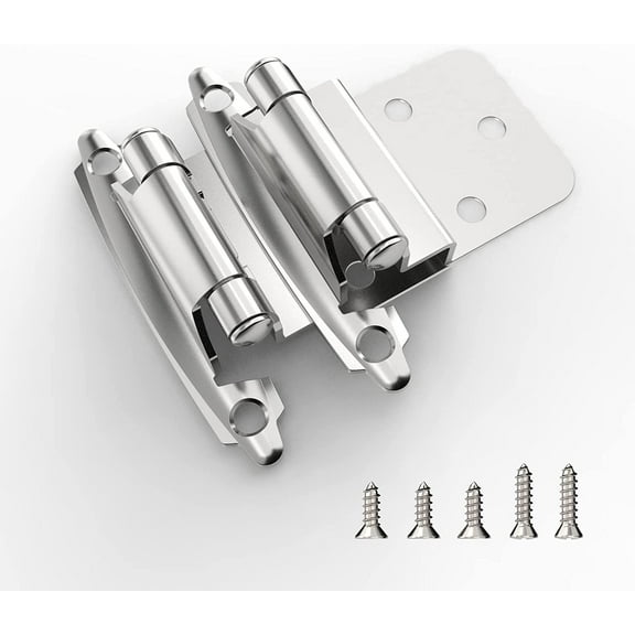 Furniware 3/8" Inset Cabinet Door Hinge, 15 Pairs(30 Pack) Flush Face Mount Cupboard Self-Closing Cabinet Hinges for Decorative Kitchen Cabinet Hinges-Brushed Nickel