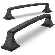Furniware, 5 Inch Hole Center Matt Black Heavy Duty Cabinet Pulls with 10 Pcs