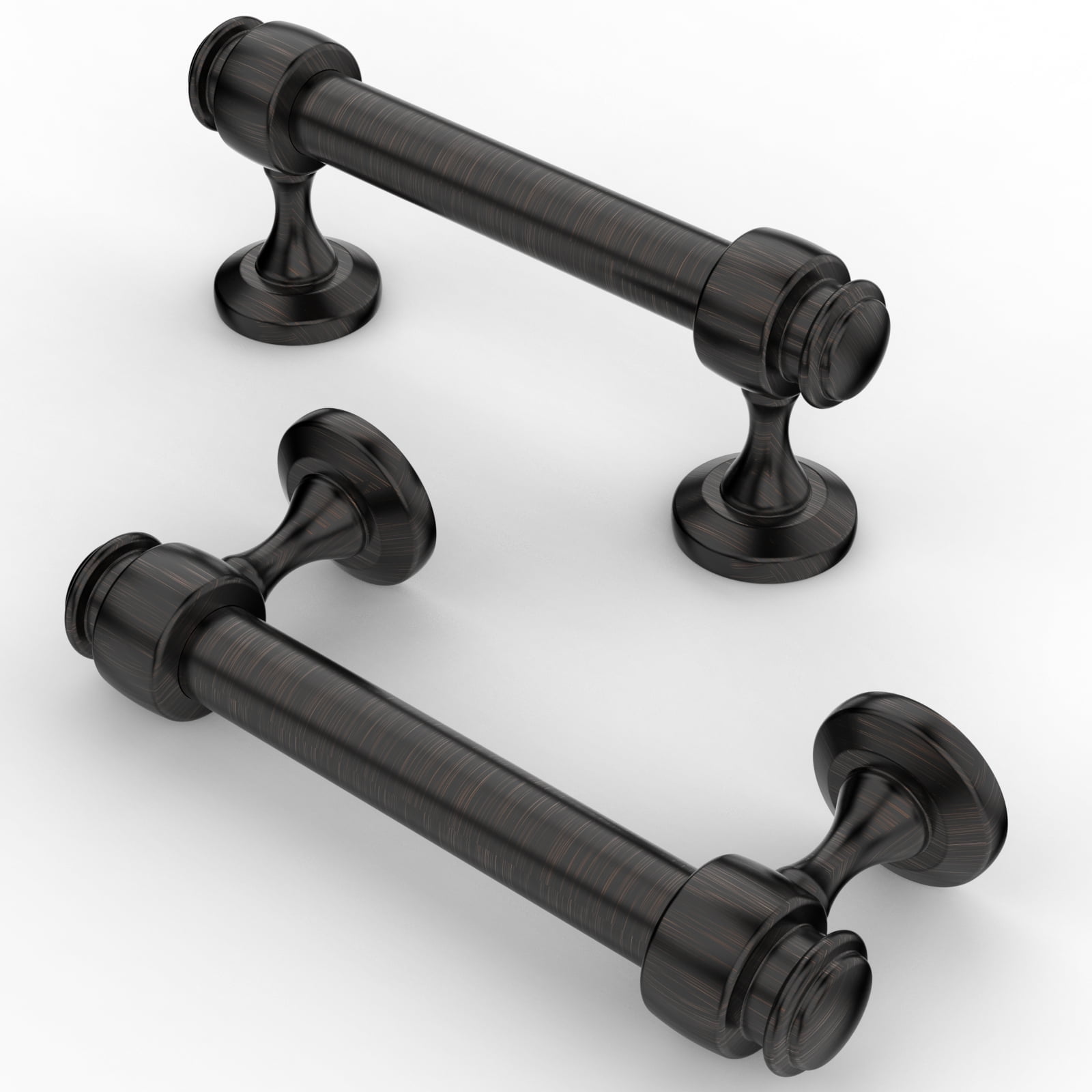 Furniware Oil Rubbed Bronze Round Cabinet Door Pulls with Mounting Screws, 4 Inches, 10 Pieces