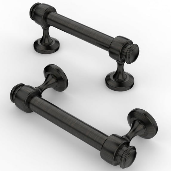 Furniware Oil Rubbed Bronze Round Cabinet Door Pulls with Mounting Screws, 4 Inches, 10 Pieces