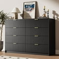 thumbnail image 1 of Furniway Black Dresser for Bedroom, 8 Drawer Double Dresser, Modern Chest of Drawers for Bedroom, Living Room, Entryway and Closet, 55" L x 15.7" D x 37.4" H, 1 of 8