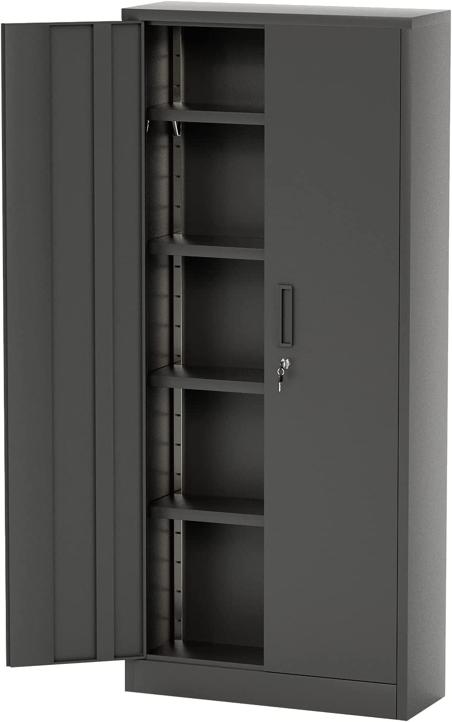 Furniwell Metal Storage Cabinet with 2 Doors & 4 Adjustable Shelves ...