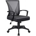thumbnail image 1 of Furniwell Office Chair Home Office Desk Chair Mid Back Mesh Desk Chair Ergonomic Lumbar Support Computer Chair Swivel Rolling Task Chair with Armrest (Black), 1 of 7