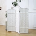 thumbnail image 1 of Furnnylane 3 Panel Rattan Divider Short Room Partition Screen,Double Sided Folding Divider for Room Separation,White,47.2" H x 47.2" W, 1 of 6