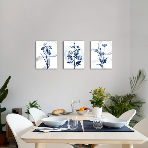 Furnster 3 Pack 12"x16"Flowers Framed Wall Art Set with Plant Leaf Floating Prints for Wall Decorations