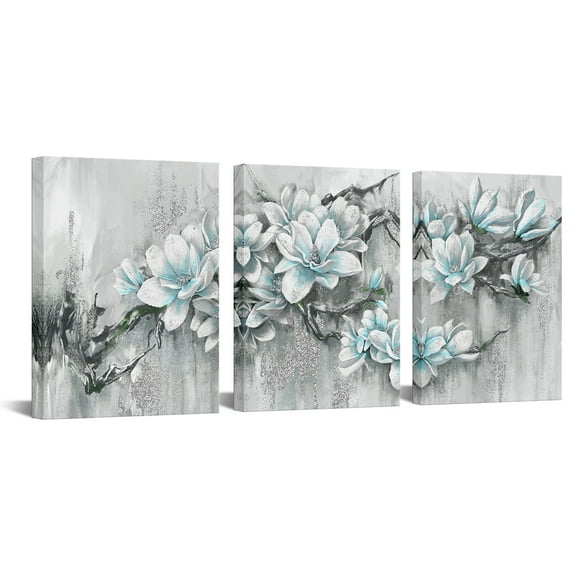 Furnster 3 Piece Blooming Flowers Canvas Wall Art for Living Room Floral Picture Wall Decor with Blossoms on Branches for Dining Room Bedroom 12"X16"