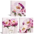 thumbnail image 1 of Furnster Peony Wall Art Flower Canvas Prints Vibrant Hibiscus Flower Pictures Wall Decor, Modern Botanical Painting for Living Room, Bedroom, Bathroom, 12x12 Inch (Set of 3) Ready to Hang, 1 of 9