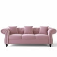 thumbnail image 1 of Furntsy Tufted Chesterfield Velvet Upholstered Sofa with Nailhead Decoration, Pink, 1 of 10