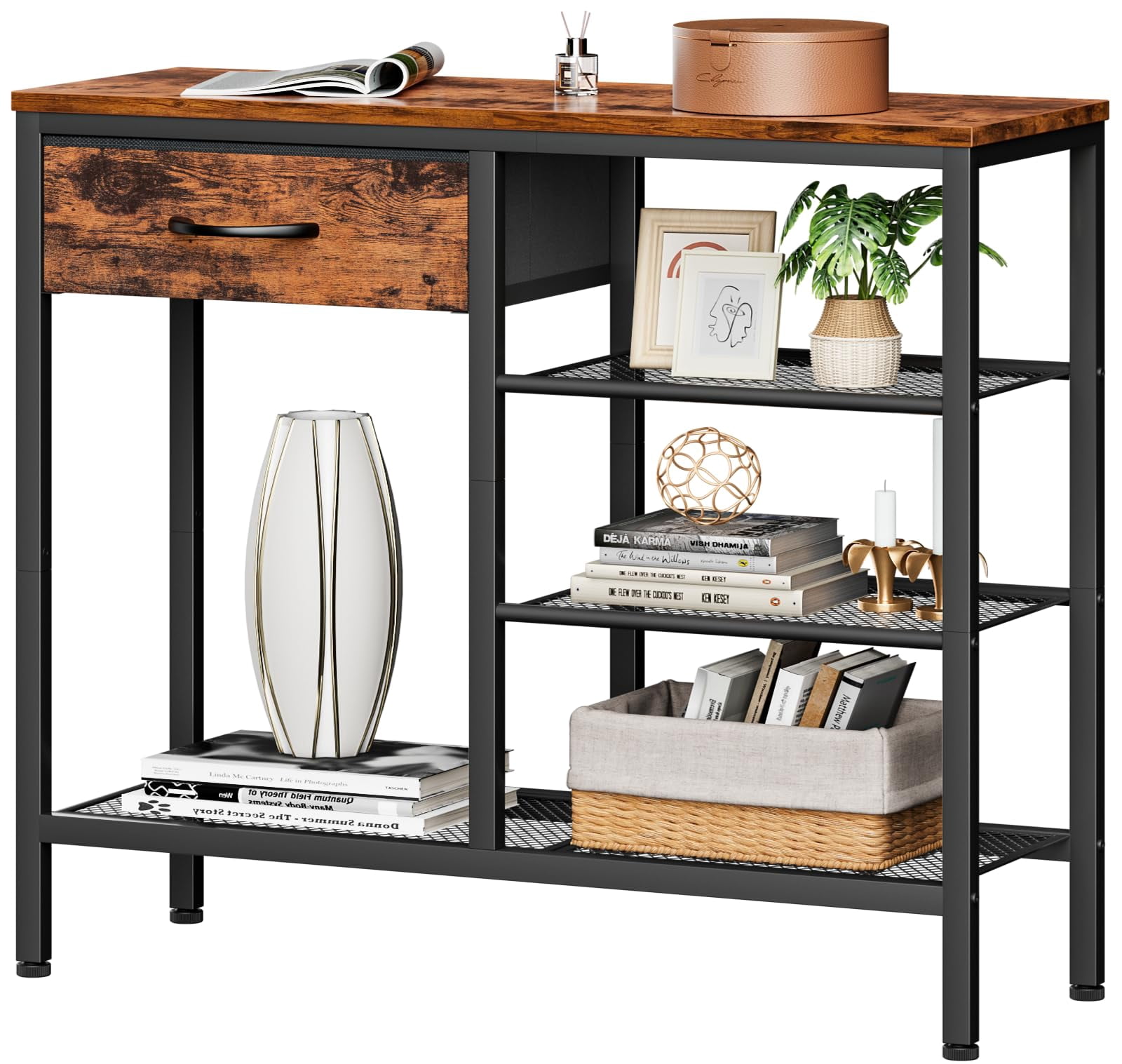 Shoe Rack Side Table Furnulem Entryway Table Industrial 31.5