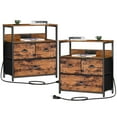 Furnulem Nightstand with Charging Station Set of 2, Bedside Tables with